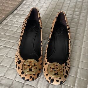Tory Burch Tan and Black Animal Print Pumps